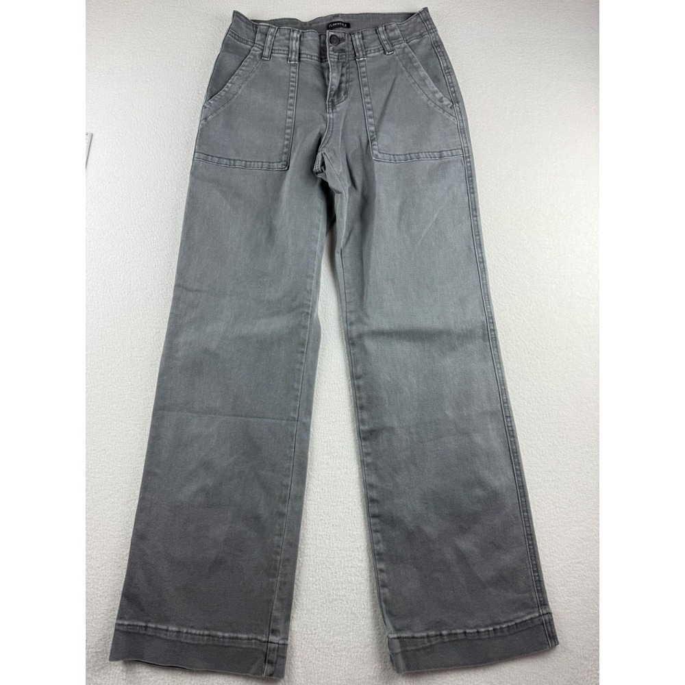 Flamingals Womens High Waisted Wide Leg Patch Pocket Jeans Charcoal Grey Size S